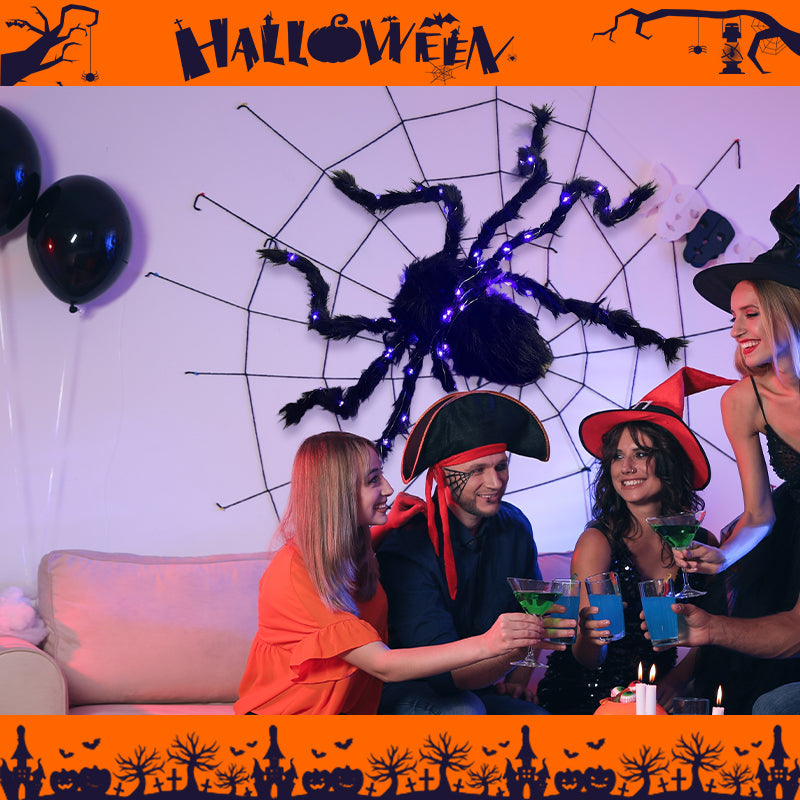 Halloween Schwarze Spinne Dekoration mit Licht