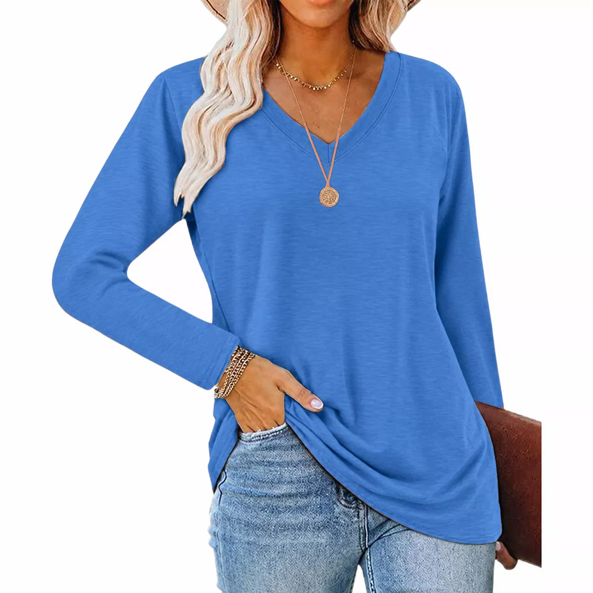 🚀 Neu eingetroffen – 50% Probierpreis! Lässiges Damen-Langarmshirt mit V-Ausschnitt
