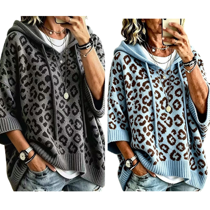 💞 Über 100.000 verkauft – der beliebteste Hit – jetzt zum halben Preis!Gestrickter Hoodie mit Leopardenmuster für Damen