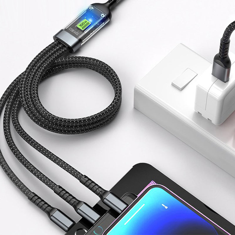 📱Transparentes, leuchtendes 3-in-1-Datenkabel mit superschneller Aufladung