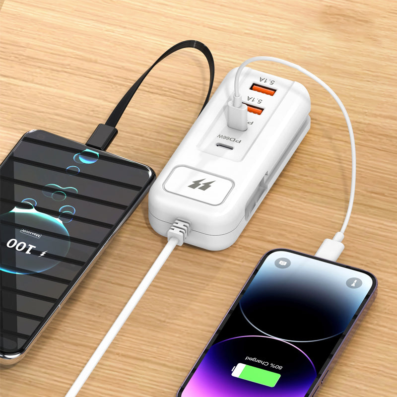 Multifunktionale Schnellladesteckdose für schnelle Aufladung mit 2PD und 2USB