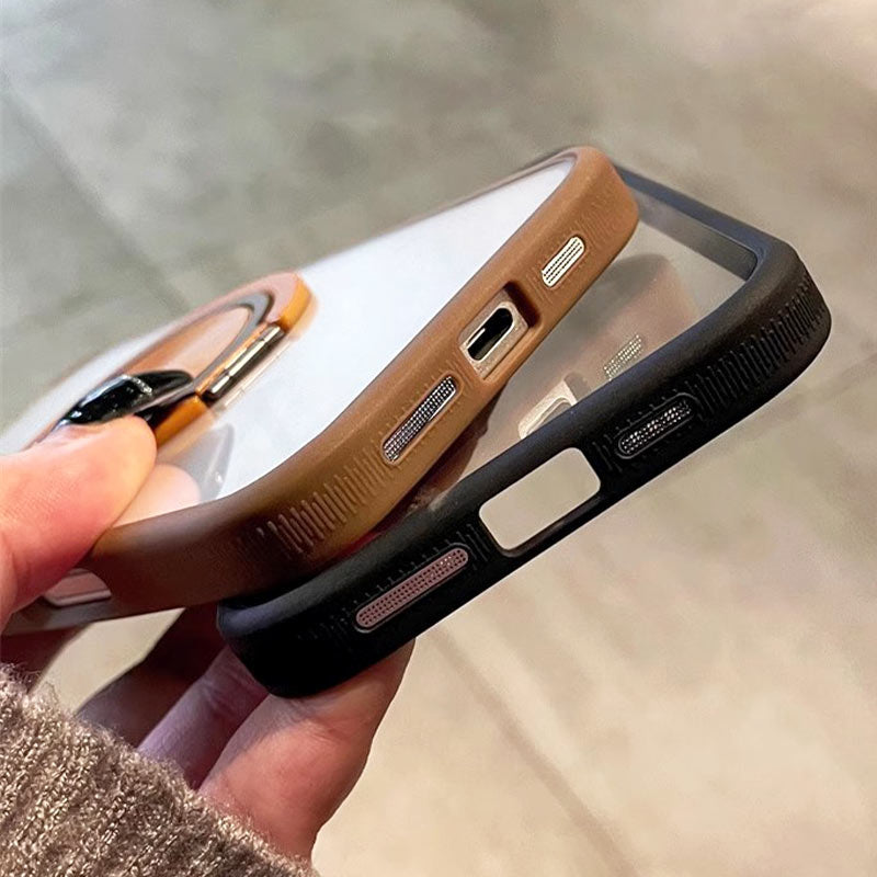 2024 verbesserte hochwertige🔥iPhone 16-13-Serie transparente magnetische Handyhülle mit drehbarem Ständer