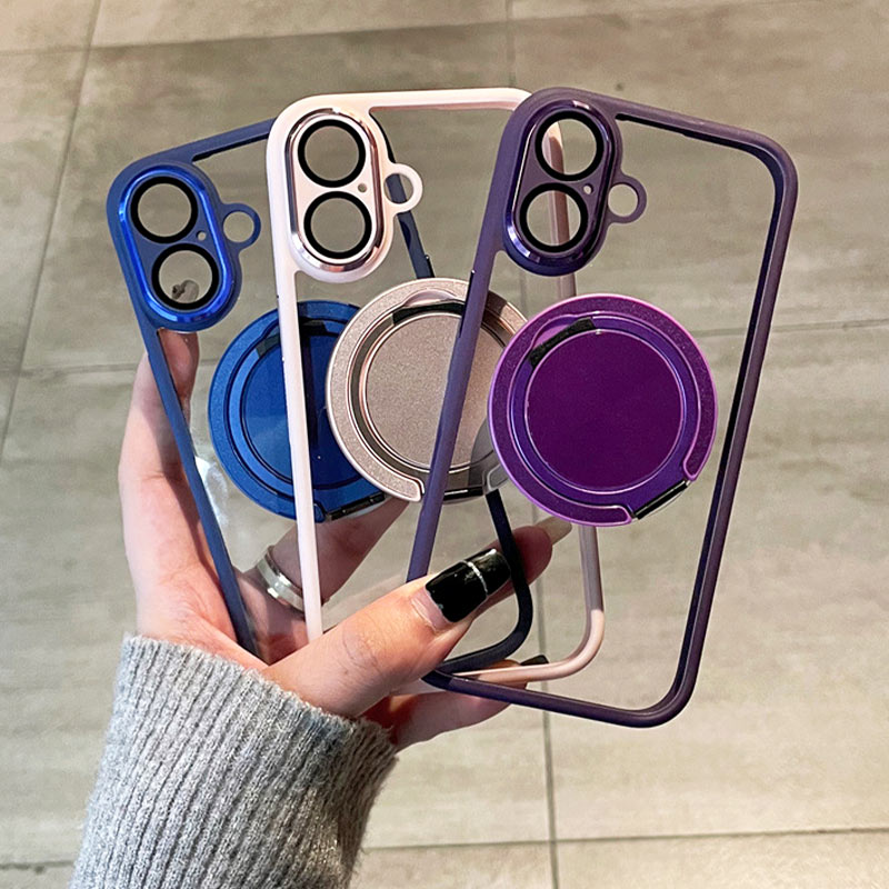 2024 verbesserte hochwertige🔥iPhone 16-13-Serie transparente magnetische Handyhülle mit drehbarem Ständer