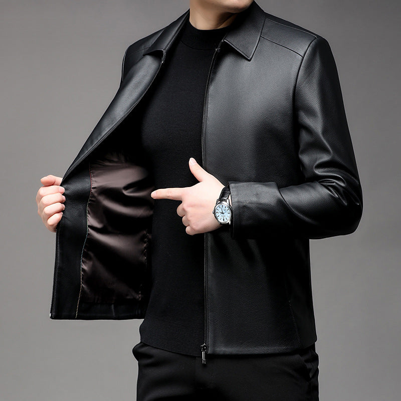 Herren Casual Business Revers PU Lederjacke