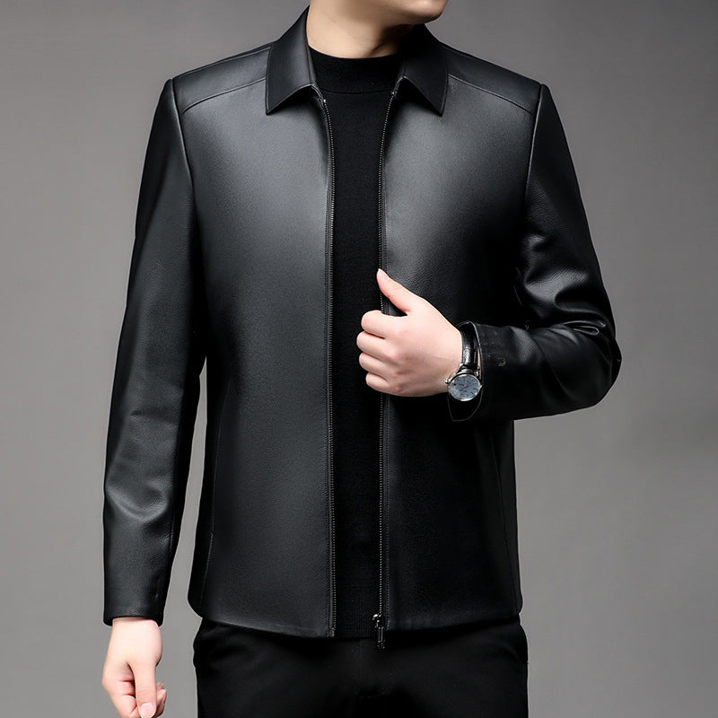 Herren Casual Business Revers PU Lederjacke