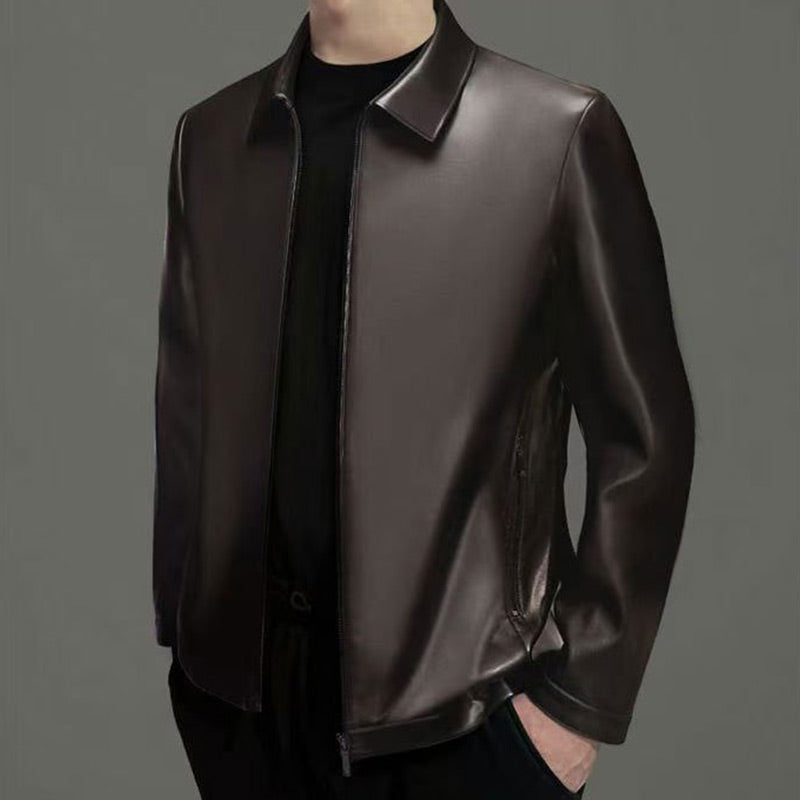 Klassische PU-Lederjacke für Herren mit Frontreißverschluss 🔥Business Casual Easy Match
