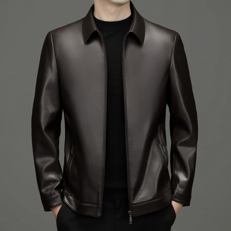 Klassische PU-Lederjacke für Herren mit Frontreißverschluss 🔥Business Casual Easy Match