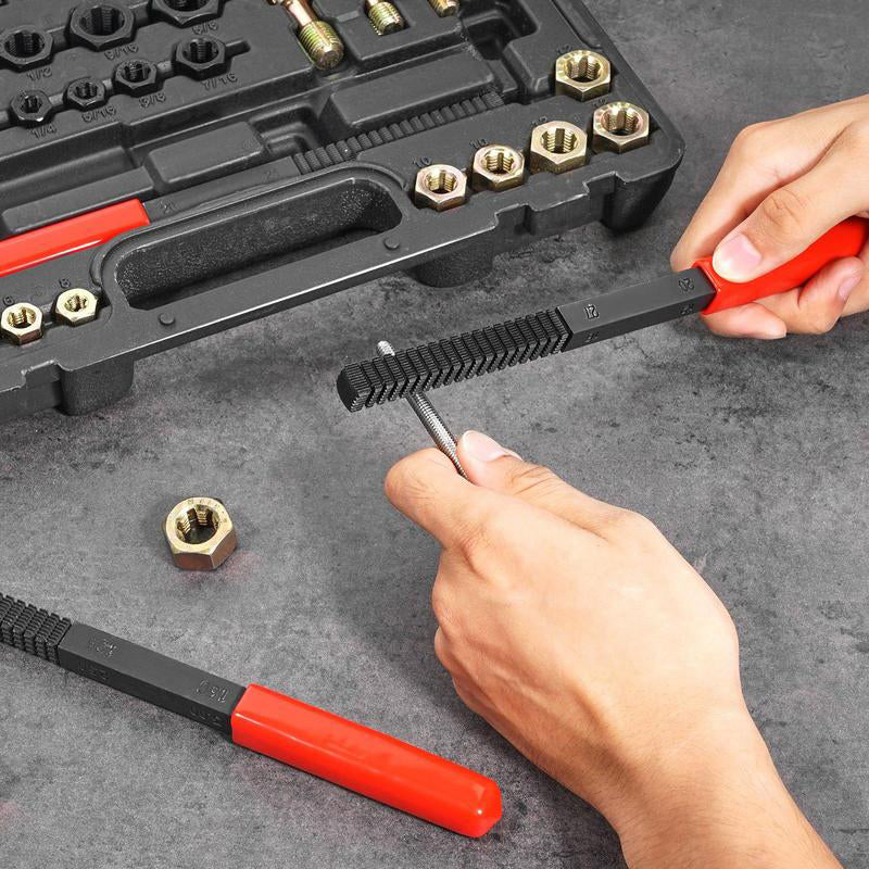Werkzeugsatz zur Reparatur von Schrauben- und Mutterngewinden – Reparieren, Rost entfernen, Entgraten