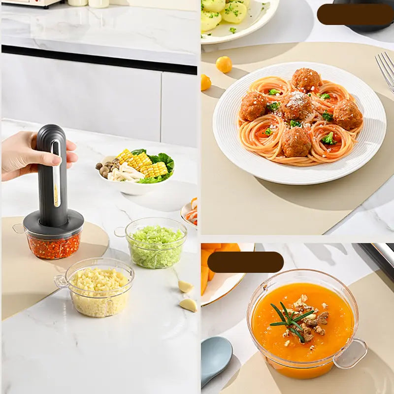 🔪USB-Kabelloser Küchenzerkleinerer für Fleisch, Saucen und mehr – Schnell, hygienisch und einfach! 🍖🥦