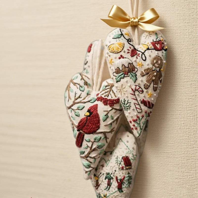 đ©·Herzförmiges Handstickerei-Weihnachtsset
