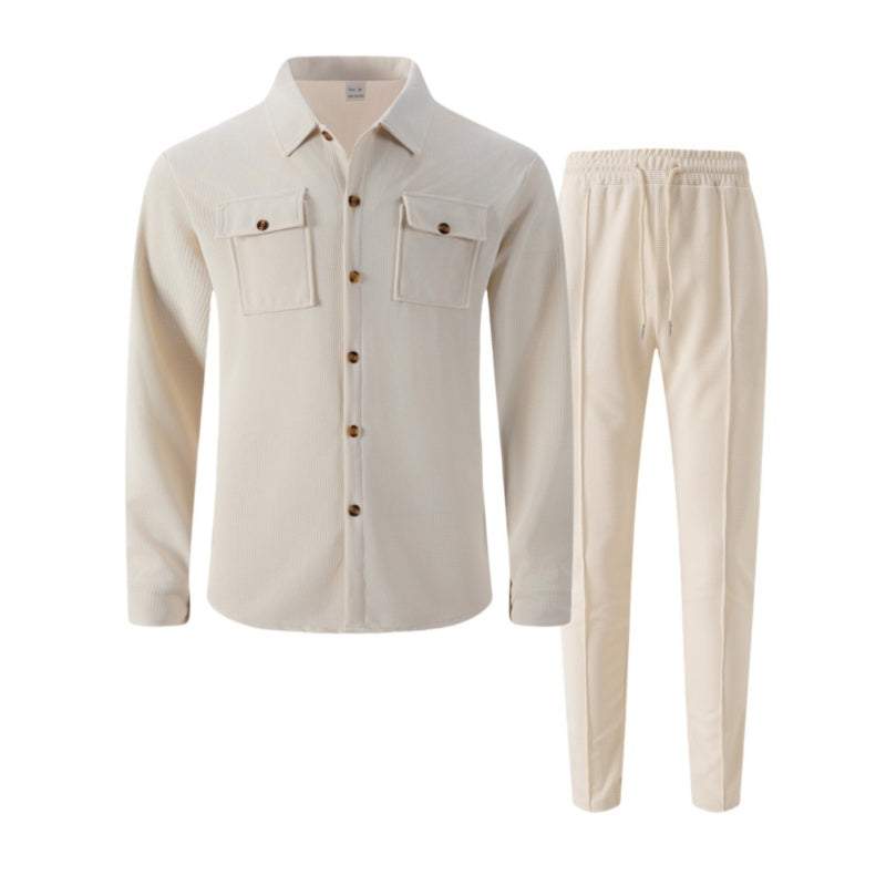 🏃♀️ Es wird im Akkord weggeschnappt – zögern Sie nicht!🔥Herren-Set aus Waffel-Button-Down-Jacke und Hose