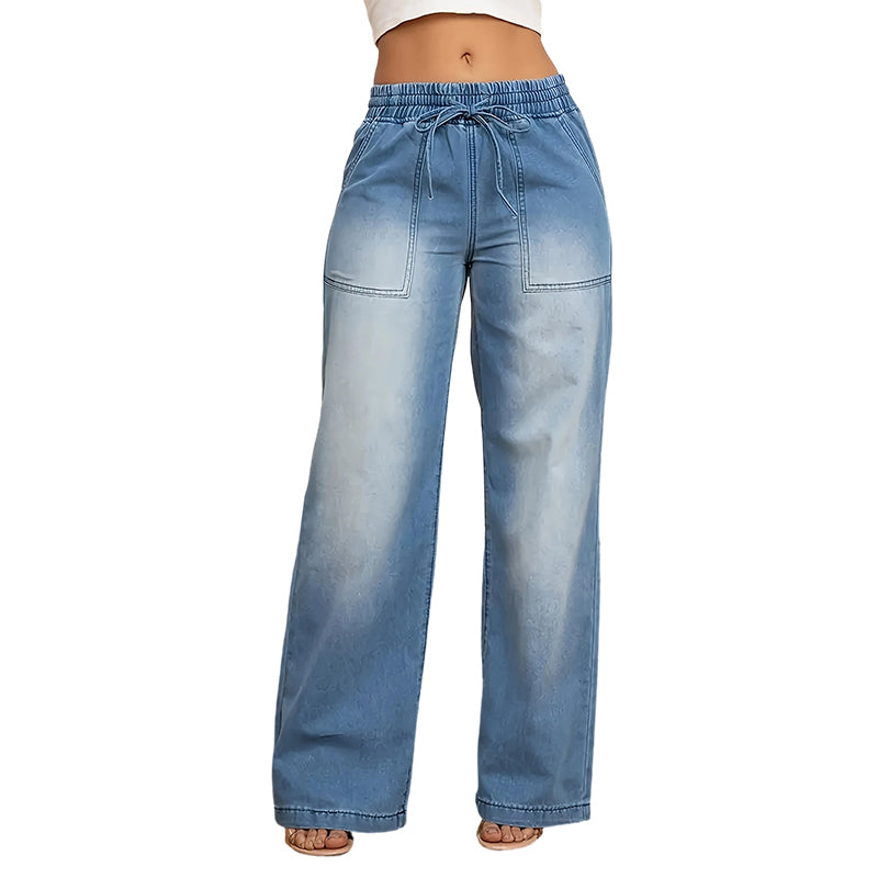 📢🎉50%Rabatt!!!🛍️🥰Damen-Jeans mit weitem Bein und Kordelzug in der Taille