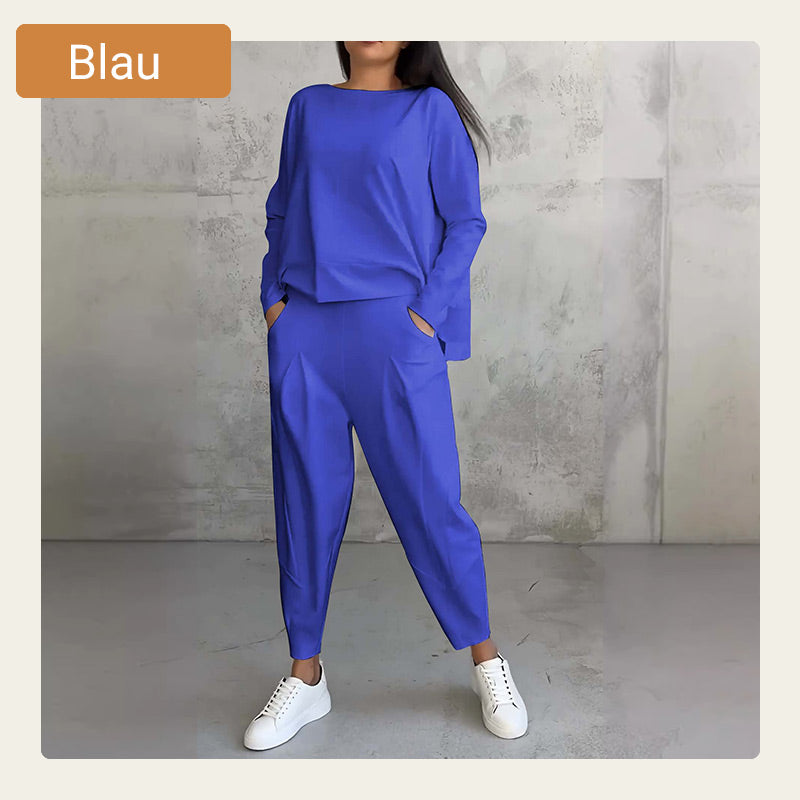 2-teiliges Set mit langärmeligem Oberteil mit Rundhalsausschnitt & Hose