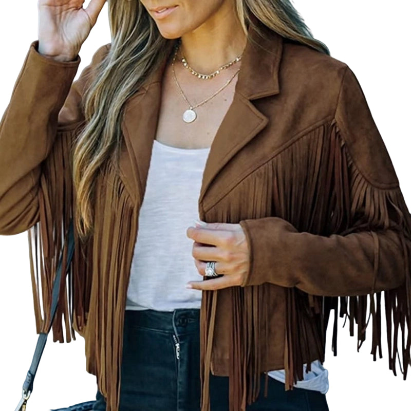 🍁Herbst-Favorit – 50 % Rabatt!⭐Lässige Fransenjacke für Damen mit langen Ärmeln