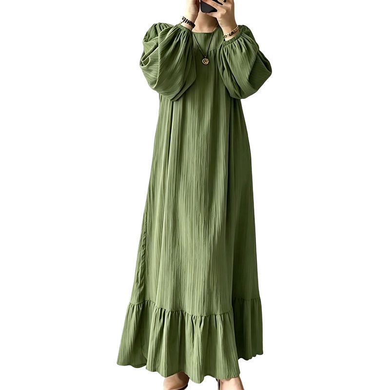 👗 50 % RABATT | Mühelose Eleganz für jeden Tag – Langarm-Maxi-Kleid mit Volantsaum