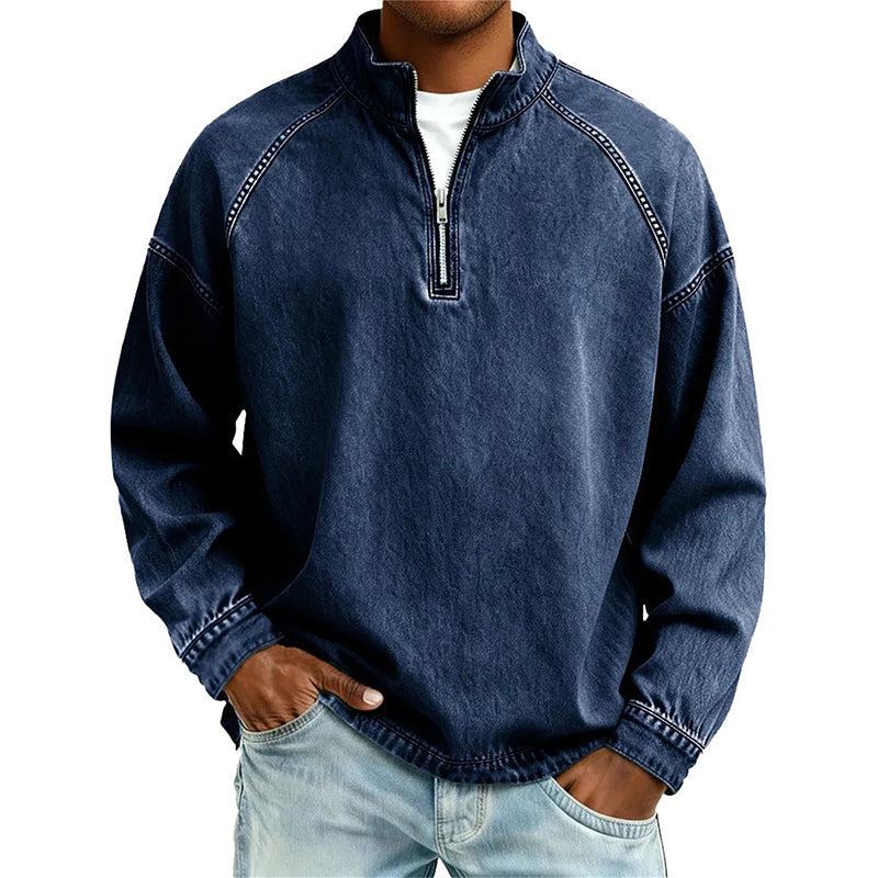 👕Herren-Pullover mit halbem Reißverschluss im Vintage-Look – Lässiges Sweatshirt im Streetstyle ✨