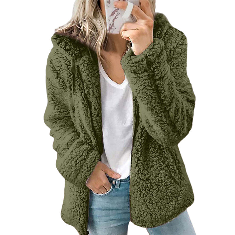 🚨 Eilmeldung: 50% endet heute Nacht! Damen-Kapuzenjacke mit Reißverschluss aus flauschigem Material