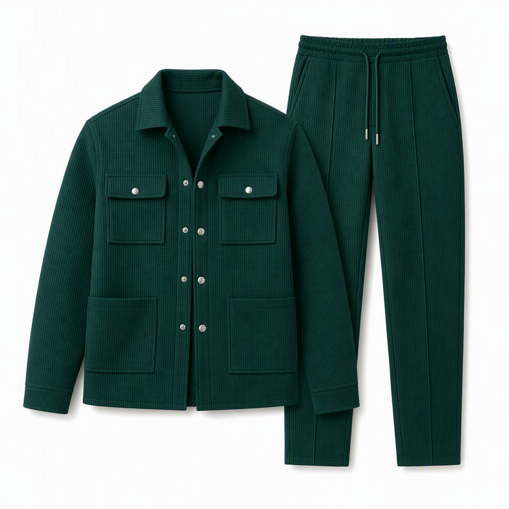 🔥 Beliebtes Produkt !✨Zweiteiliges Set aus legerer Waffelstrickjacke und passender Hose für Herren