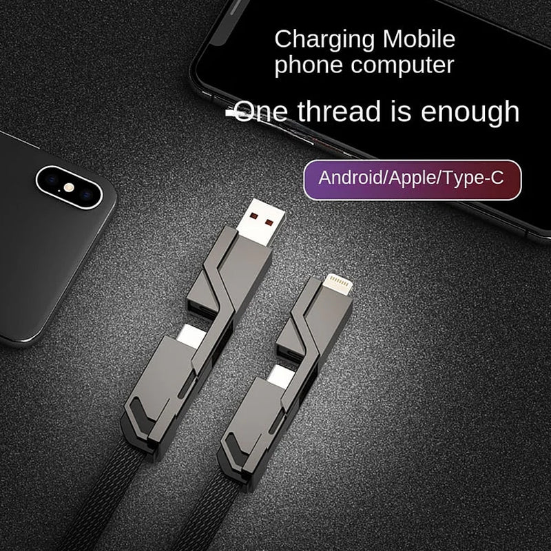 🔥4-in-1 flaches, geflochtenes Anti-Tangle-Ladekabel mit Klettverschluss🔥(Kaufen Sie einen, erhalten Sie einen gratis)