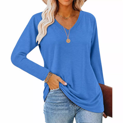 🚀 Neu eingetroffen – 50% Probierpreis! Lässiges Damen-Langarmshirt mit V-Ausschnitt