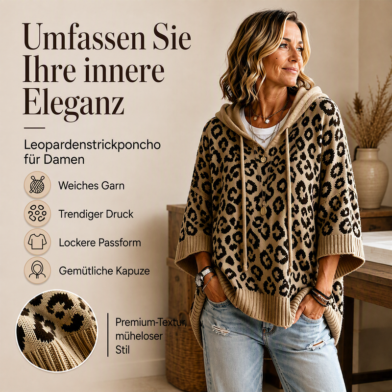 💞 Über 100.000 verkauft – der beliebteste Hit – jetzt zum halben Preis！Gestrickter Hoodie mit Leopardenmuster für Damen