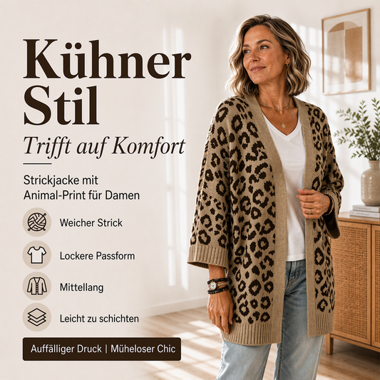 🎪 Neuheiten-Launch + 50% = doppelte Überraschung! Elegante Damen-Strickjacke mit Leopardenmuster