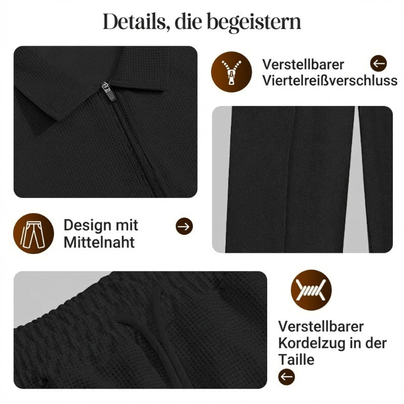 🏃👖Herren-Set aus Sweatshirt mit Waffelstrick und Hose mit geradem Bein