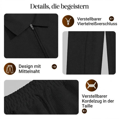🏃👖Herren-Set aus Sweatshirt mit Waffelstrick und Hose mit geradem Bein