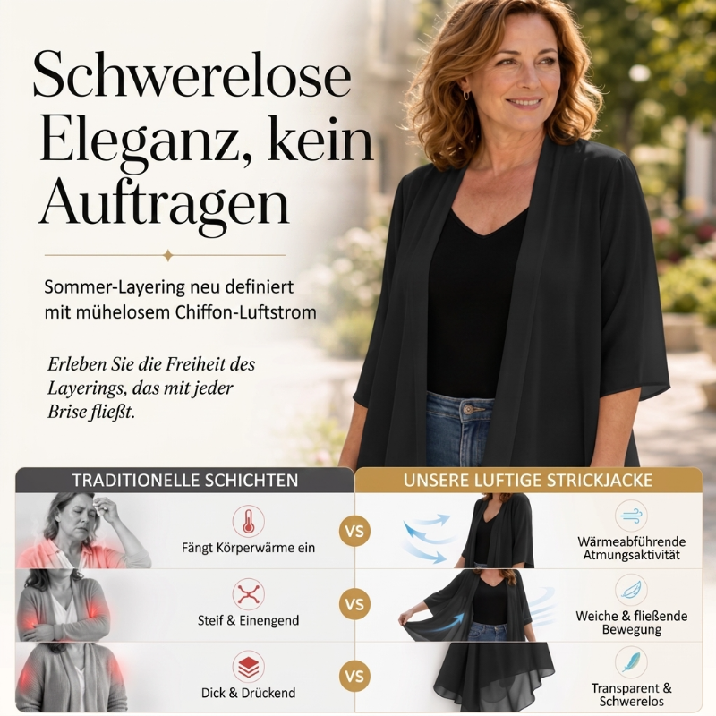 Damen leichter Chiffon-Cardigan mit offener Vorderseite