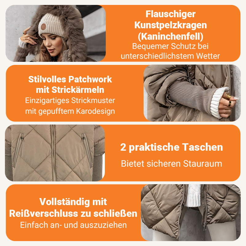 🍂 Frühherbst-Sonderaktion: 50 % Rabatt！⌛️Damen Midi-Parka mit Strickärmeln