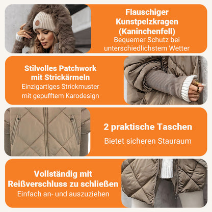 🍂 Frühherbst-Sonderaktion: 50 % Rabatt！⌛️Damen Midi-Parka mit Strickärmeln