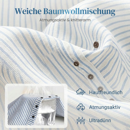Bequeme blau gestreifte Hose mit Seitentaschen