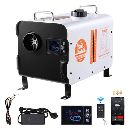 8-kW-Dieselheizung, 12 V/24 V All-in-One-Diesel-Luftheizung, Bluetooth-APP-Steuerung, Fernbedienung und Display, CO-Alarm, schnelle Beheizung