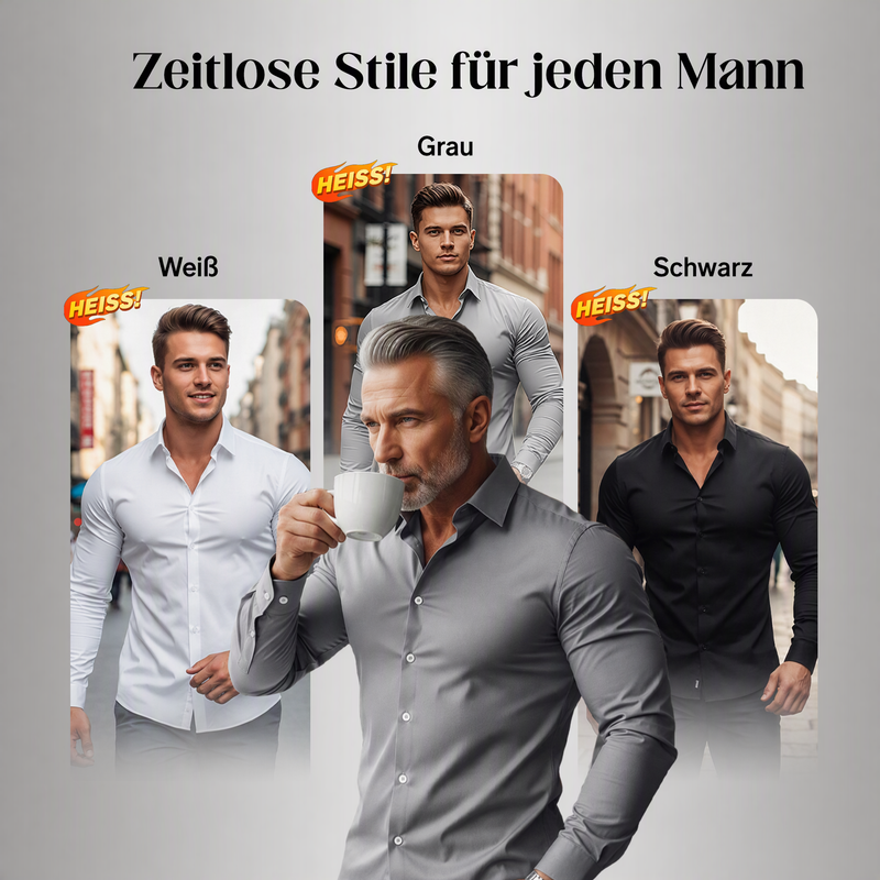 🔥 🔥Einfarbiges, vielseitiges Langarmhemd mit Stehkragen für Herren