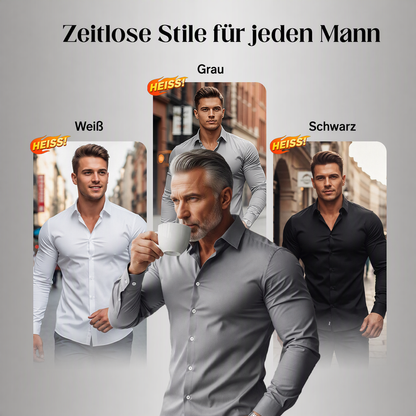 🔥 🔥Einfarbiges, vielseitiges Langarmhemd mit Stehkragen für Herren