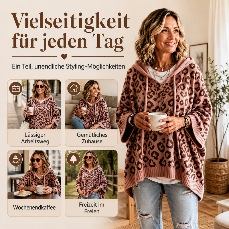 💞 Über 100.000 verkauft – der beliebteste Hit – jetzt zum halben Preis！Gestrickter Hoodie mit Leopardenmuster für Damen