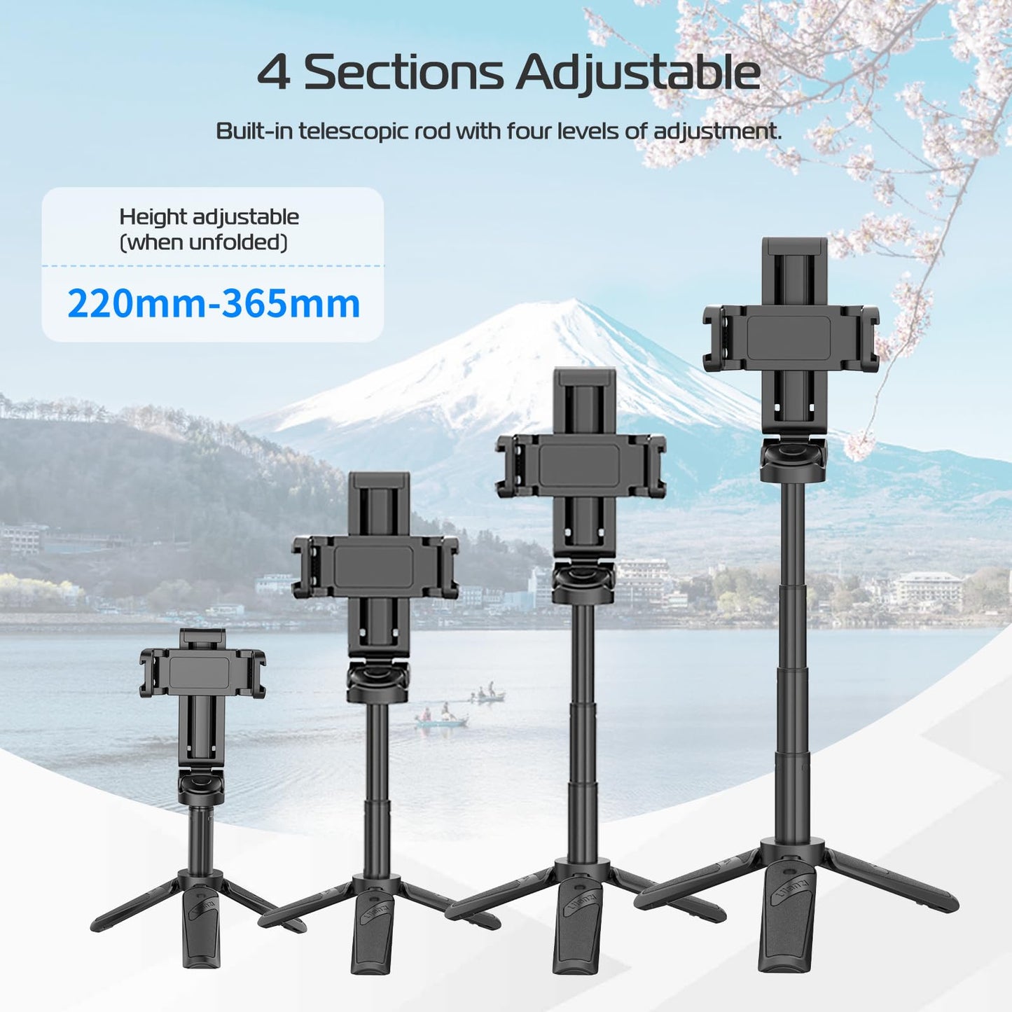 💥📱✨Ausziehbares Selfie Stick Stativ im Taschenformat mit abnehmbarer Fernbedienung