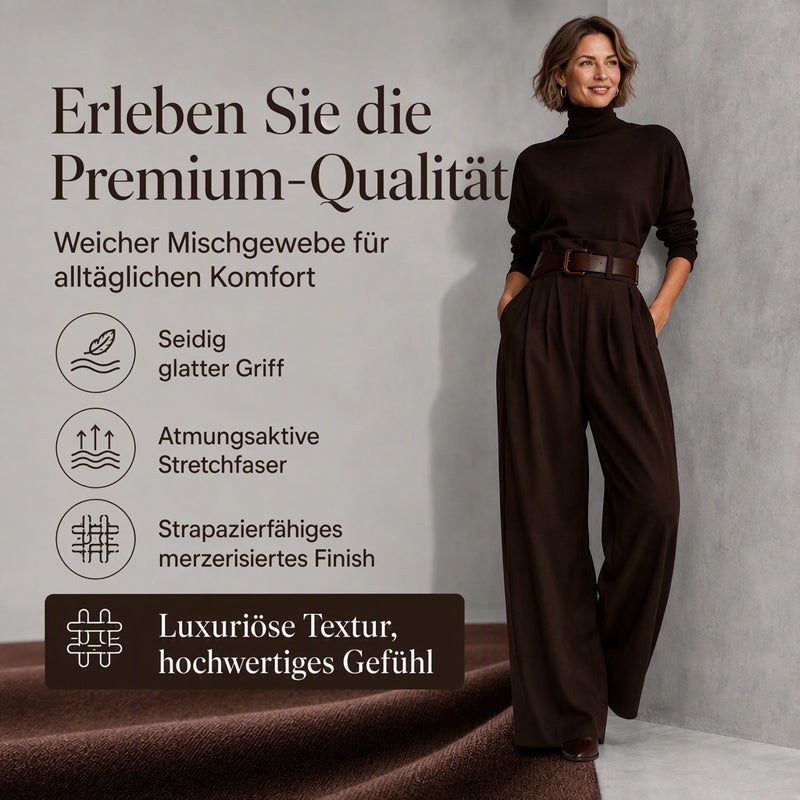 📢📢50%Rabatt!!!🎉✨Eleganter Damen-Zweiteiler: Rollkragen-Shirt & Hose mit hohem Bund