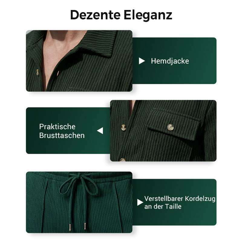 🏃‍♀️ Es wird im Akkord weggeschnappt – zögern Sie nicht！🔥Herren-Set aus Waffel-Button-Down-Jacke und Hose