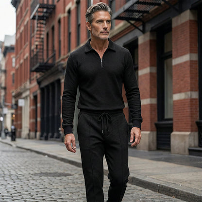 🏃👖Herren-Set aus Sweatshirt mit Waffelstrick und Hose mit geradem Bein
