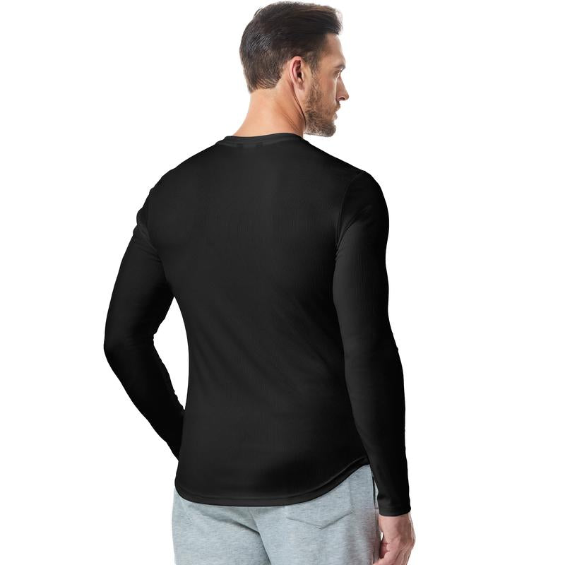 Herren-T-Shirt mit Stretch-Ripp🔥 – V-Ausschnitt, lange Ärmel, bequem
