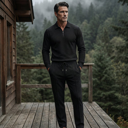 🏃👖Herren-Set aus Sweatshirt mit Waffelstrick und Hose mit geradem Bein