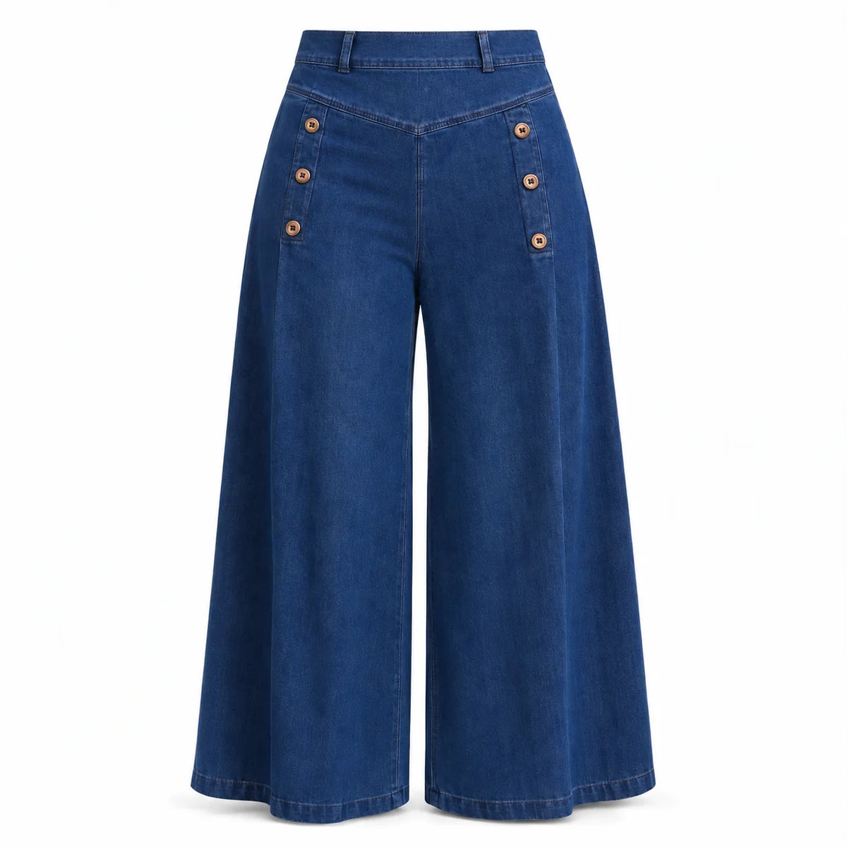 🙌 70% Wiederkaufquote – Qualität überzeugt! High-Waist Jeans mit weiter Beinform, Stretch-Denim und dekorativen Knöpfen