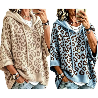 💞 Über 100.000 verkauft – der beliebteste Hit – jetzt zum halben Preis！Gestrickter Hoodie mit Leopardenmuster für Damen