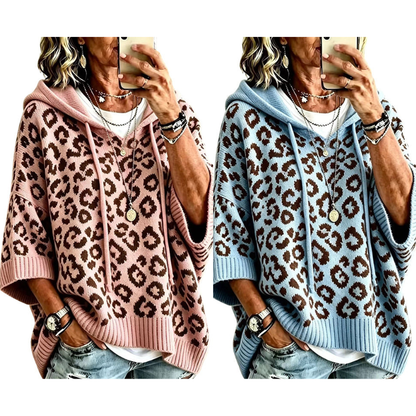 💞 Über 100.000 verkauft – der beliebteste Hit – jetzt zum halben Preis！Gestrickter Hoodie mit Leopardenmuster für Damen