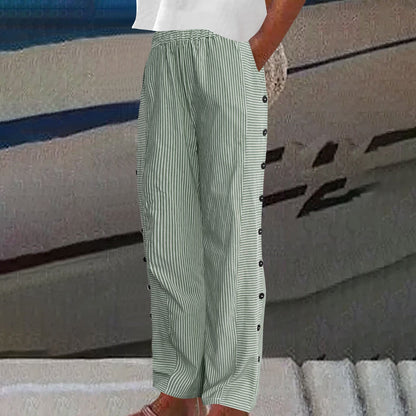 Bequeme blau gestreifte Hose mit Seitentaschen