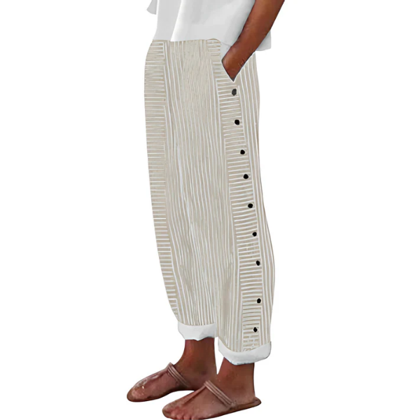 Bequeme blau gestreifte Hose mit Seitentaschen