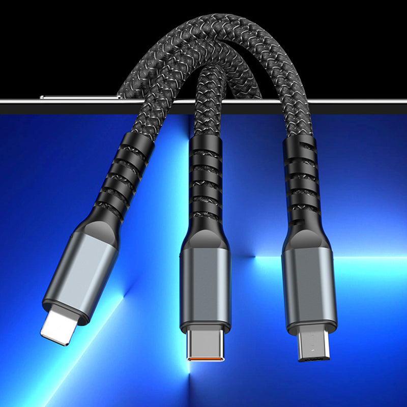 📱Transparentes, leuchtendes 3-in-1-Datenkabel mit superschneller Aufladung