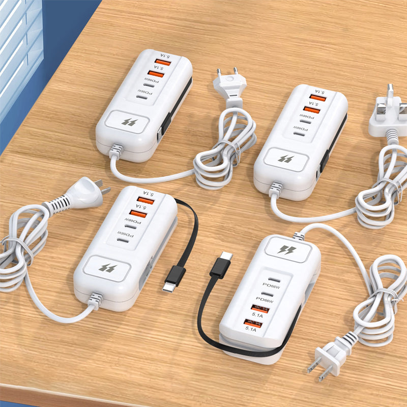 Multifunktionale Schnellladesteckdose für schnelle Aufladung mit 2PD und 2USB