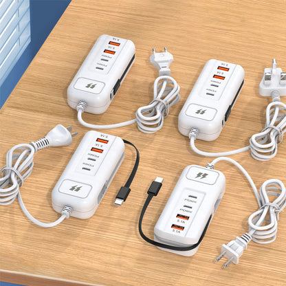 Multifunktionale Schnellladesteckdose für schnelle Aufladung mit 2PD und 2USB